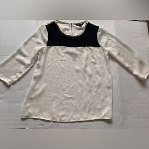 EXPRESS Women’s Black and White Ivory 3/4 Sleeve Blouse Top XS